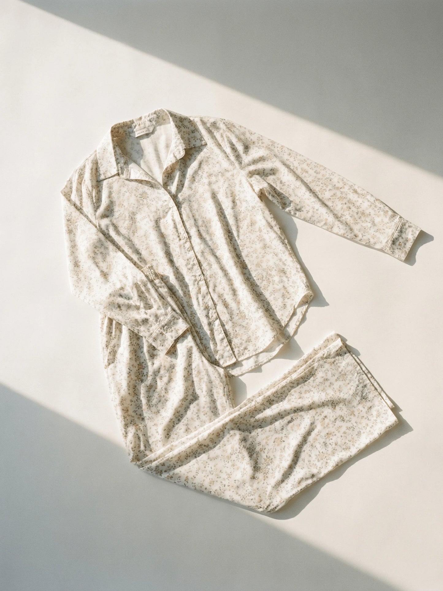 Long Pyjama Set | Pastel Floral White