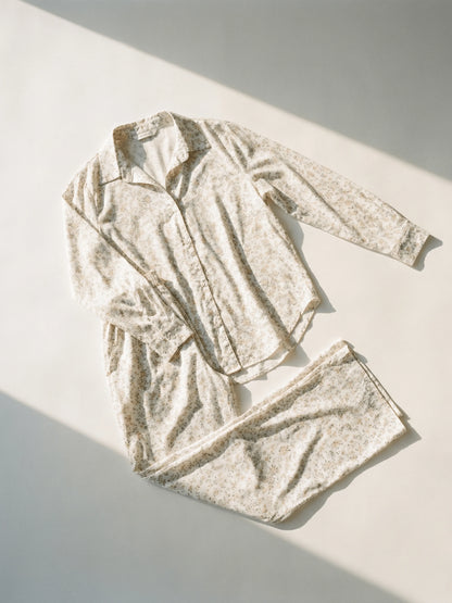 Long Pyjama Set | Pastel Floral White